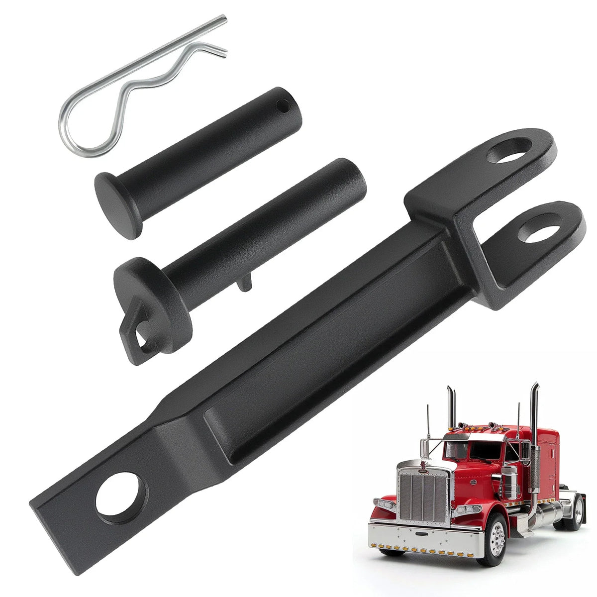 2X Tow Hook with Pull Pin & Frame Pin Kit for Peterbilt 384 386 (2007–2017)