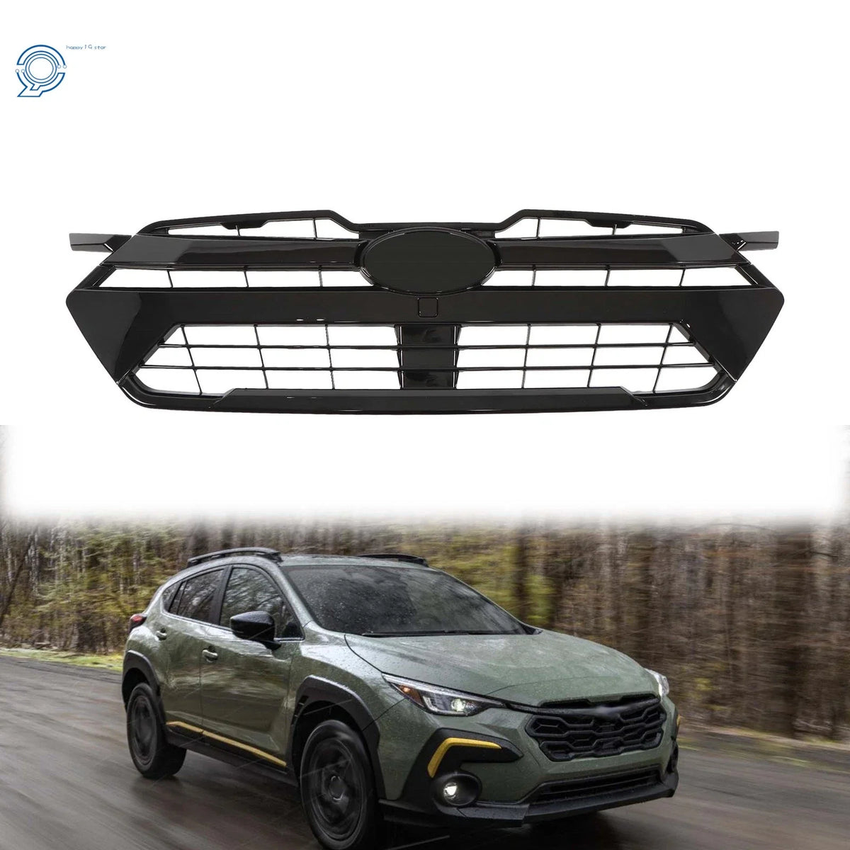 Front Bumper Upper Grille for Subaru Crosstrek (2024) Glossy Black