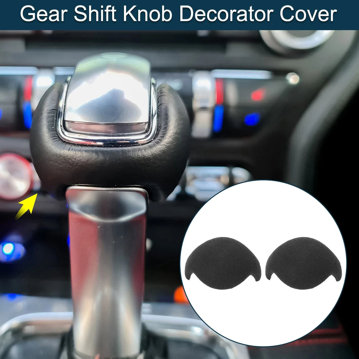 Gear Shift Knob Decorator Cover for Ford Mustang (2015–2021) Dark Gray