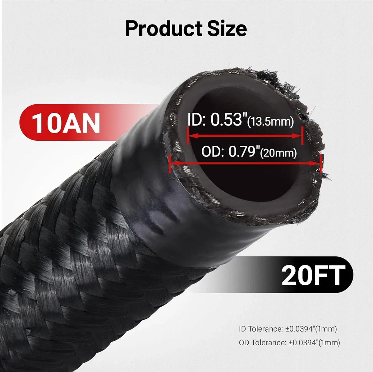 10AN Nylon Braided Fuel Line Hose Fitting Kit for Universal Applications (20FT)