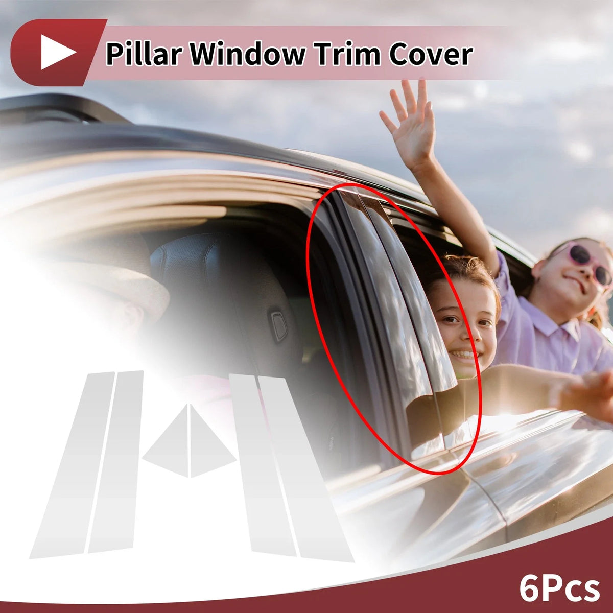 Door Pillar Window Trim Set for Volkswagen Passat (Silver Tone)