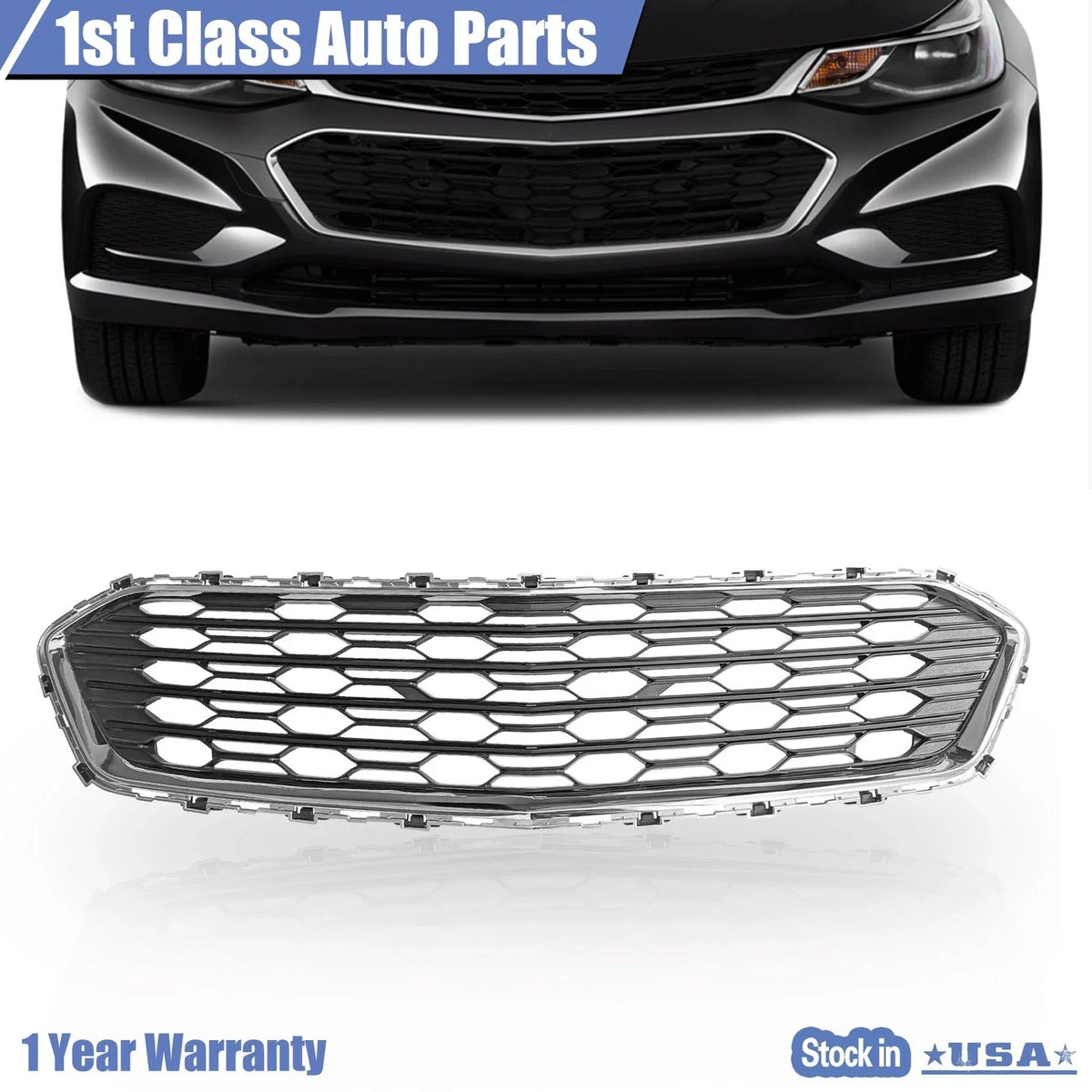 Black Front Bumper Lower Grille for Chevrolet Cruze (2016–2018) Chrome