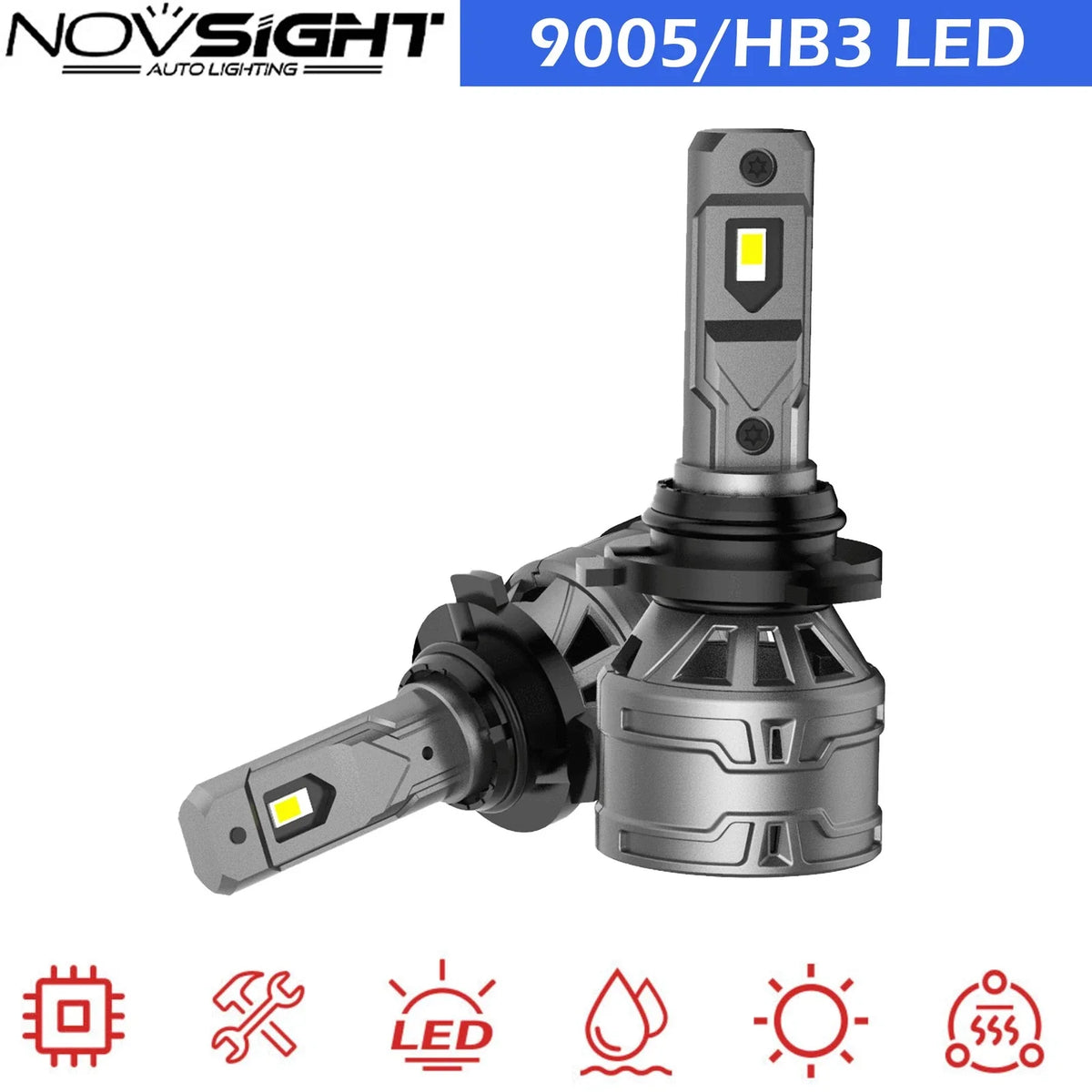 NOVSIGHT 9005 HB3 LED Headlight Bulbs (2 Pack) 6500K