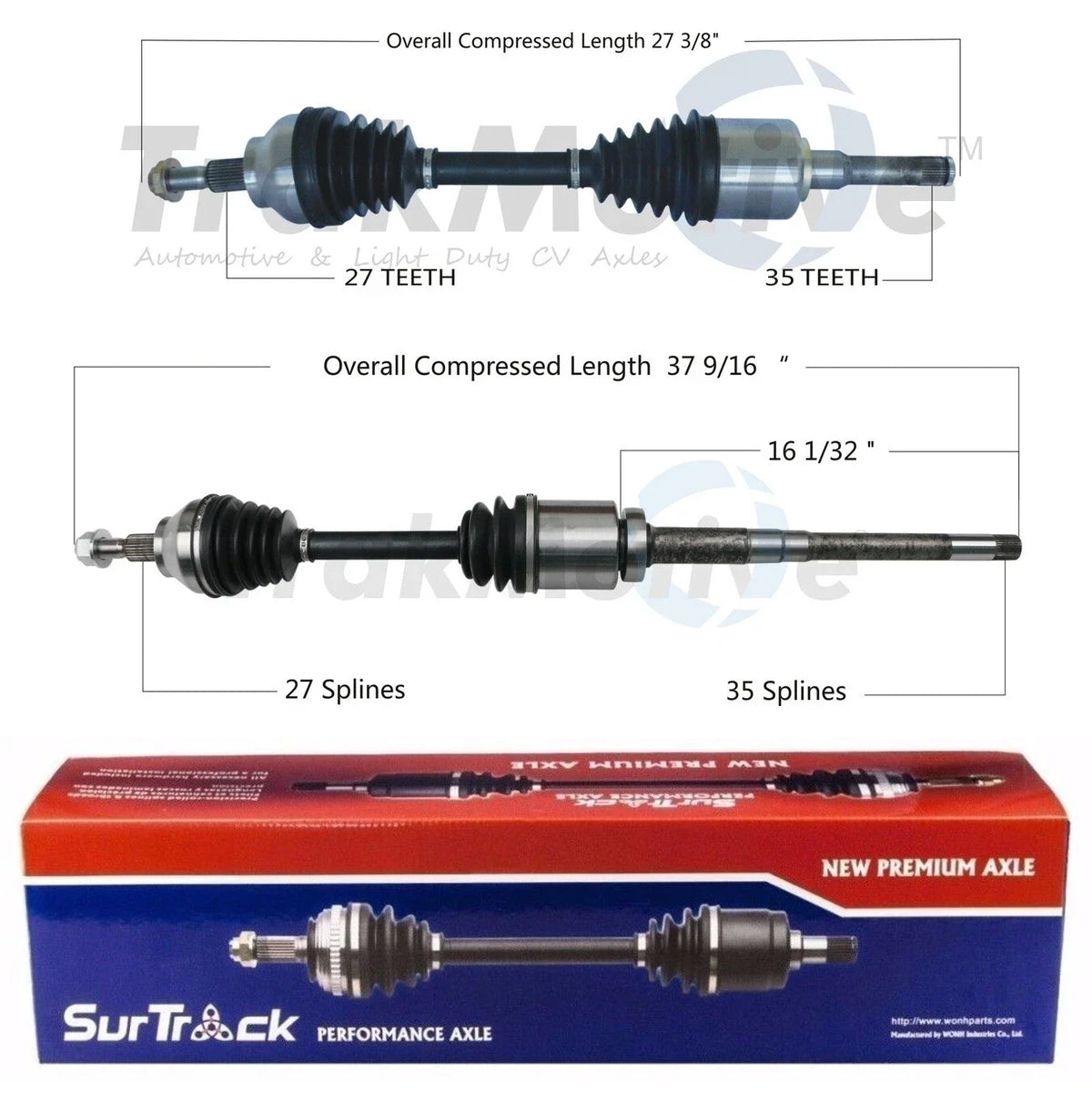 Set of 2 Front CV Axle Shafts for Ford Escape (2013–2017)