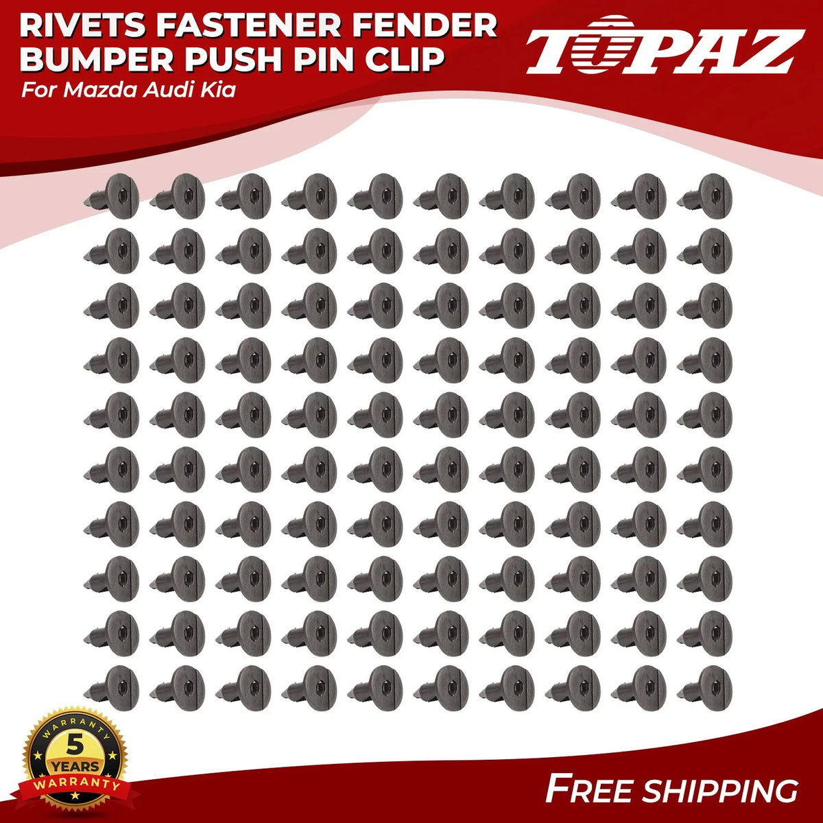 100pcs Plastic Rivets for Mazda Audi Kia