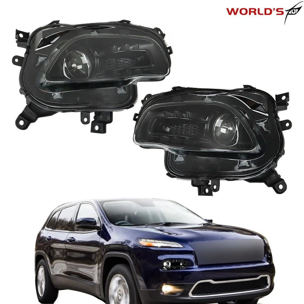 Headlights for Jeep Cherokee (2014–2018) Halogen Projector Black