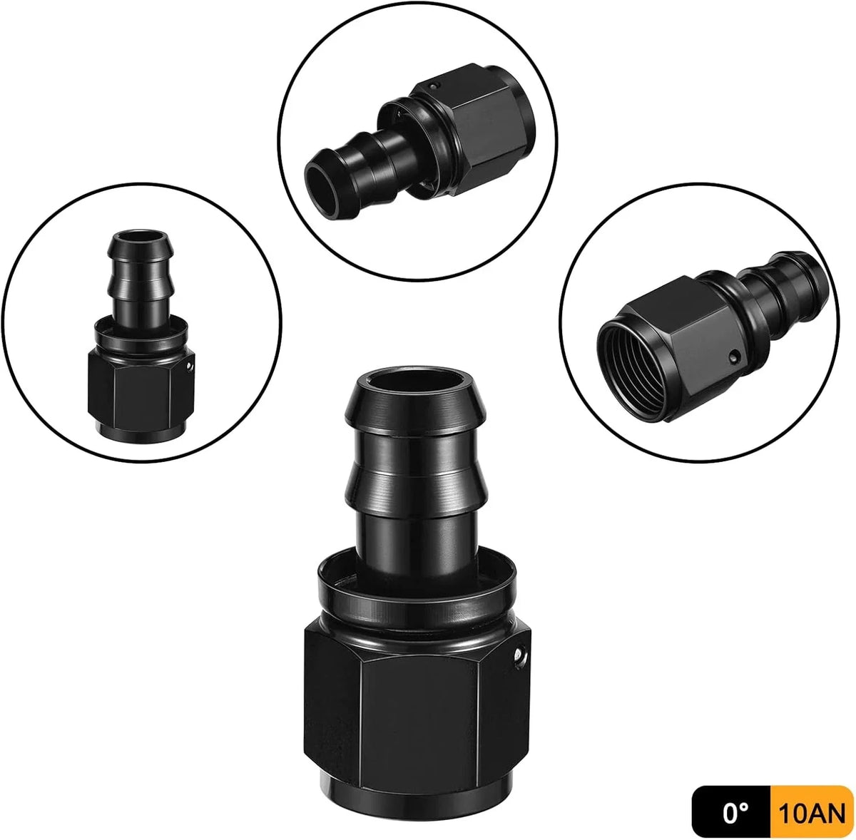 2X 6AN Push Lock Hose Fitting for Oil/Fuel/Gas Line (0 Degree)