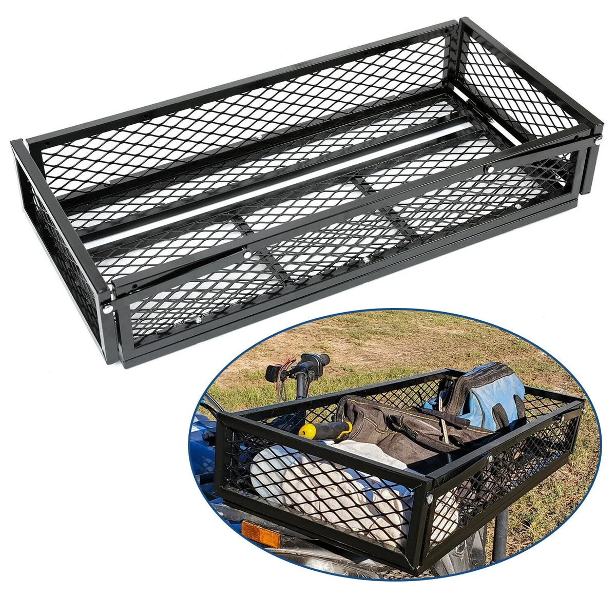 ATV Front Cargo Rack - Universal Steel in Black