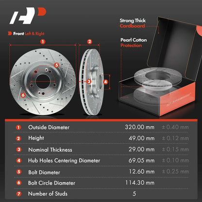 Ceramic Pads and Front Drilled Brake Rotors for Kia Sedona (2015-2020)