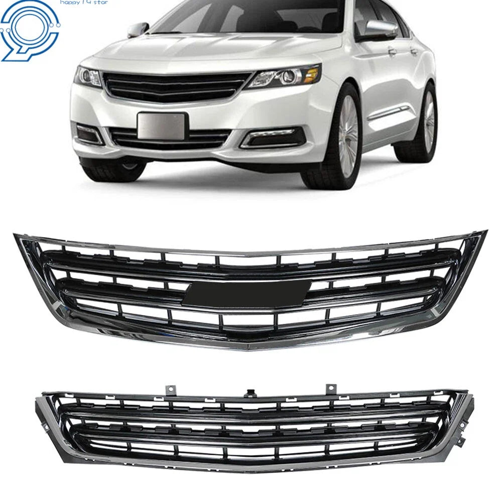 Set of 2 Chrome Black Front Grilles for Chevrolet Impala (2014–2020)