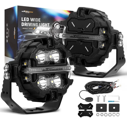 RGB DRL Driving Light 3.5'' 5'' 7'' Round/Square Universal Fit