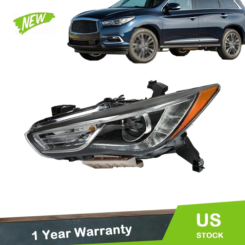Front Headlight Assembly for Infiniti QX60 (2016–2018) LH Clear Lens HID