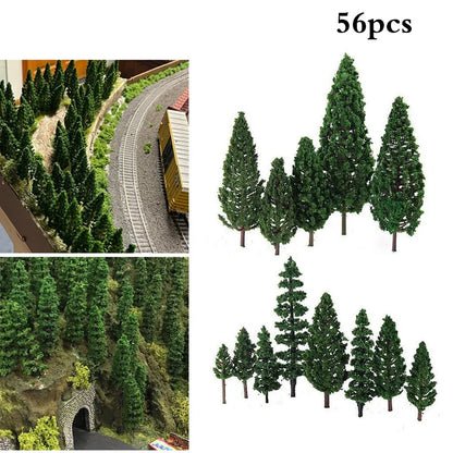 Mixed Model Tree Set - 56pcs for HO OO Scale Railroad Scenery