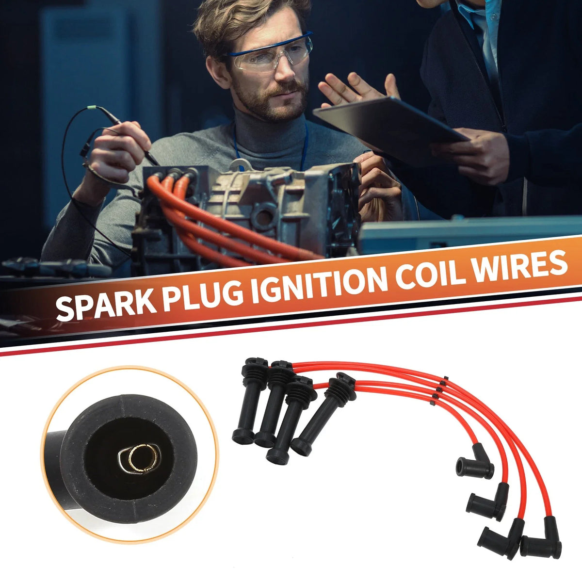Set of 4 Spark Plug Wire Ignition Coil Cables for Ford Focus (1998–2004)