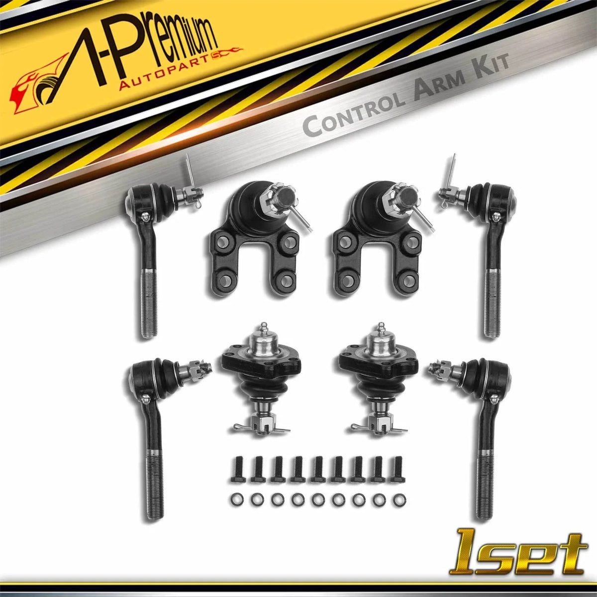 Set of 8 Front Ball Joints & Tie Rod Ends for Nissan Pickup (1995–1997)