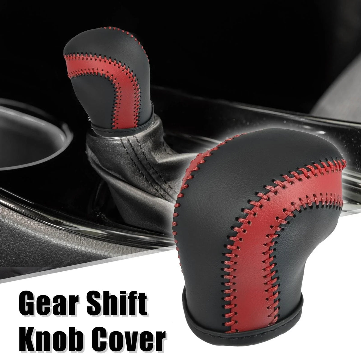 Gear Shift Knob Cover Protector for Toyota C-HR (2017–2021) Red Black