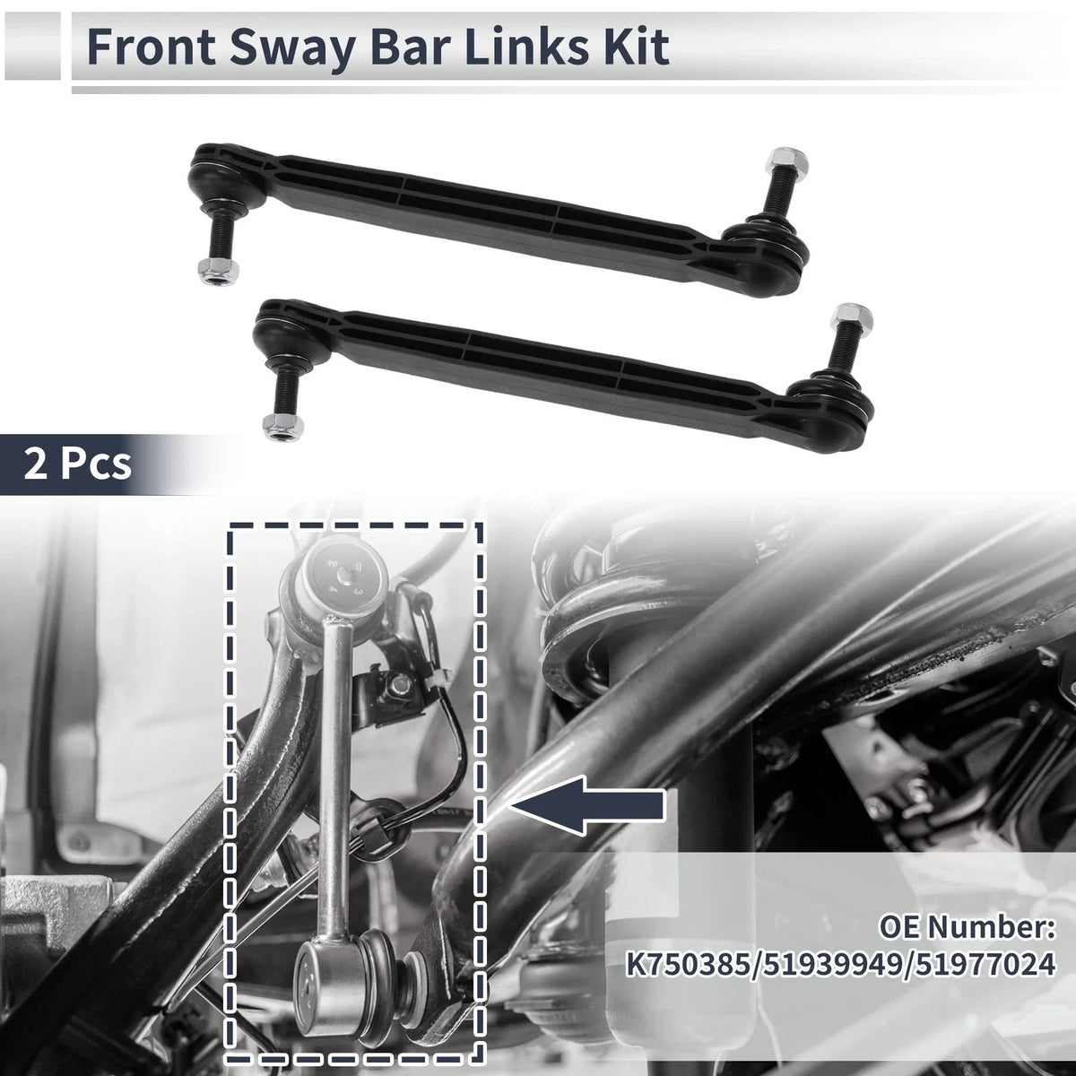 Set of 2 Front Stabilizer Bar Links for Chrysler 200 (2011–2014) No.K750385/51939949