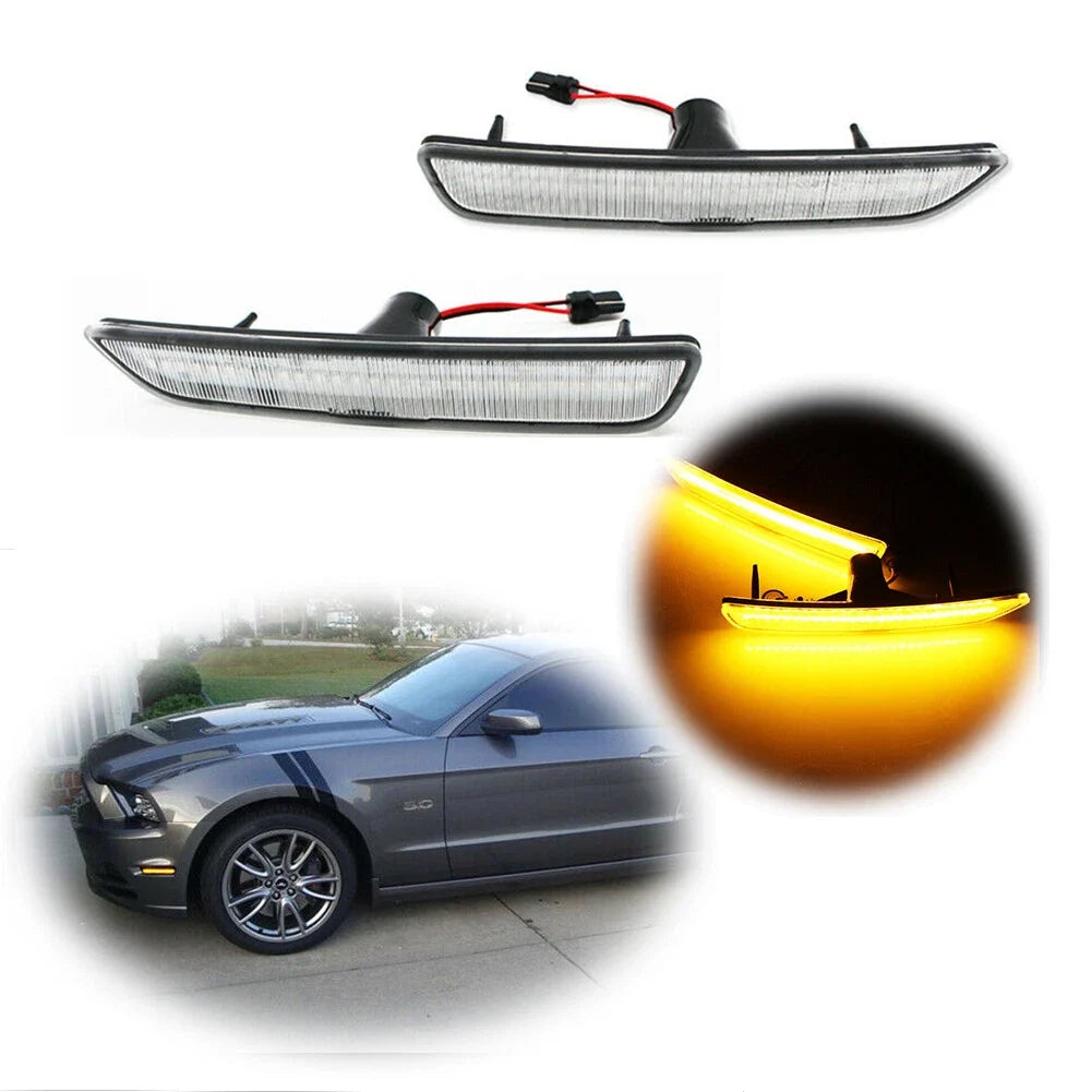 Front Amber LED Side Marker Lights for Ford Mustang (2010–2014)