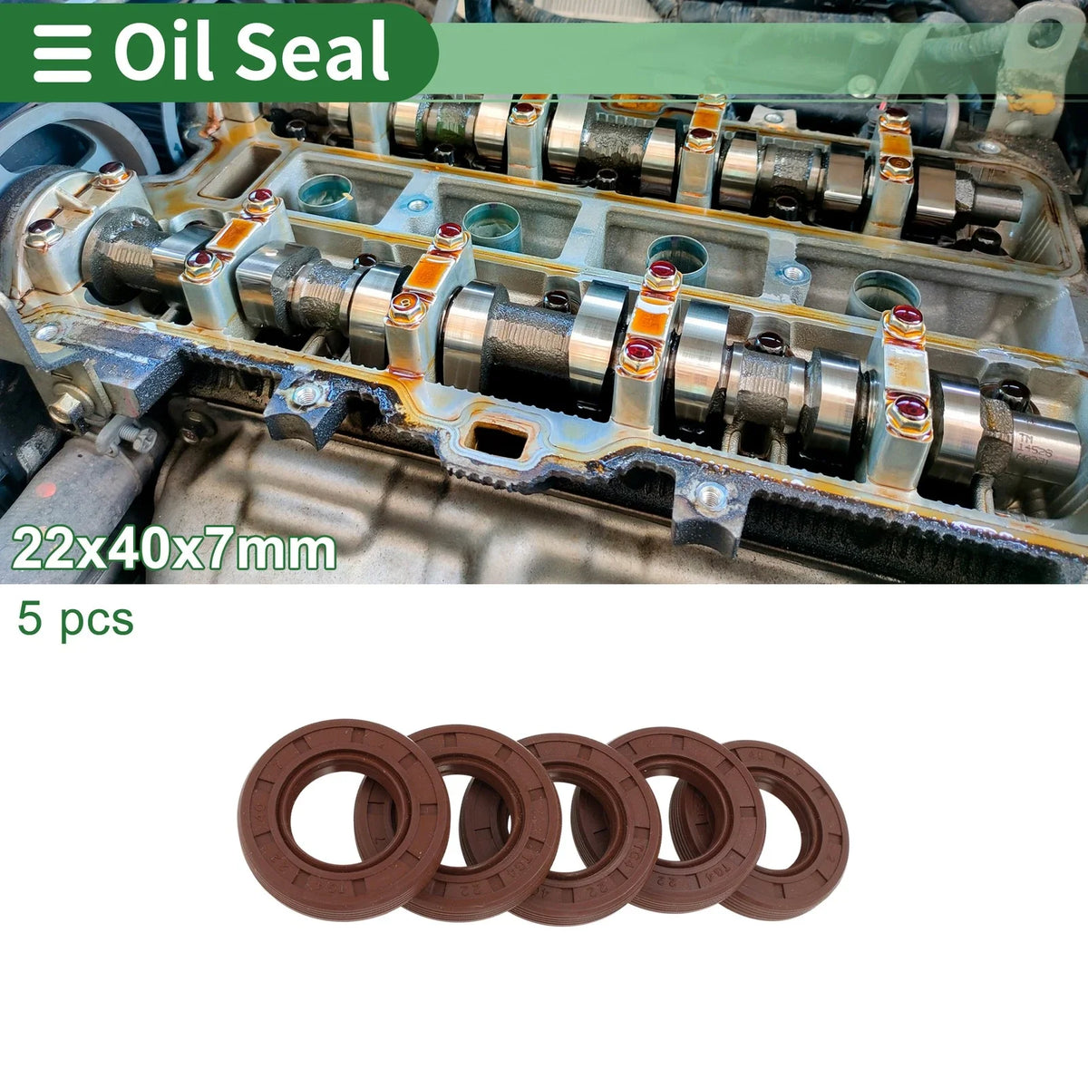 Oil Seal FKM Rubber 22x40x7mm for Various Models (5 Pcs)
