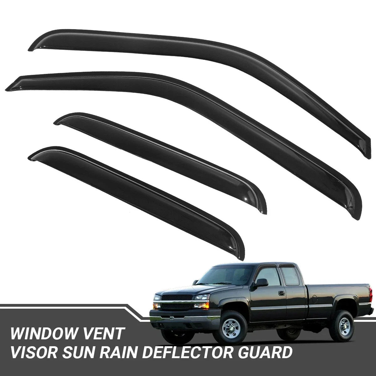 Acrylic Window Visor Sun Rain Deflector Guard for Chevy GMC Extended (1999–2006)