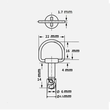 Motorcycle D Ring Fairing Fasteners Set of 5 (14mmT9)