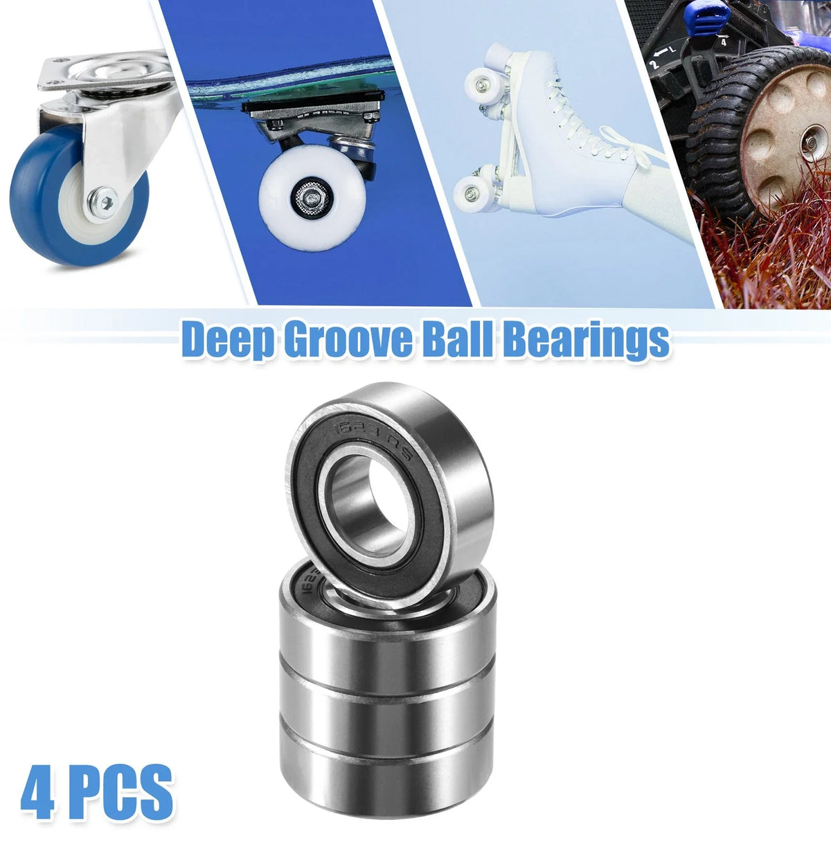 Set of 4 Deep Groove Ball Bearings 1623-2RS for Various Models 