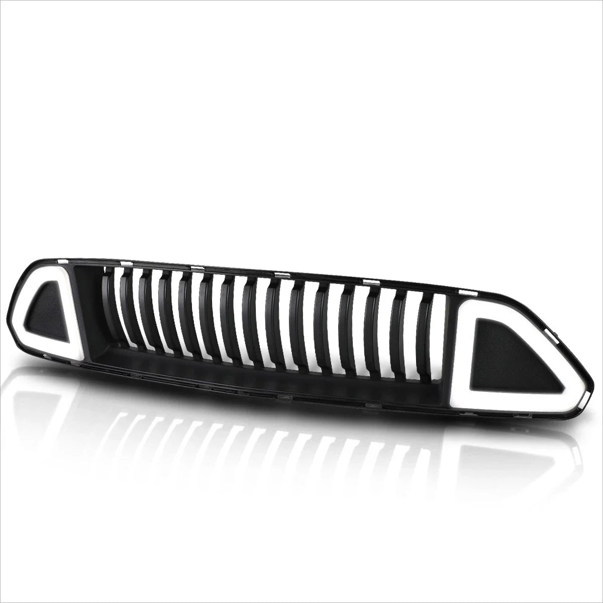 Vertical Fence Front Bumper Grille w/Triangle LED Light for Ford Mustang (2015–2017)