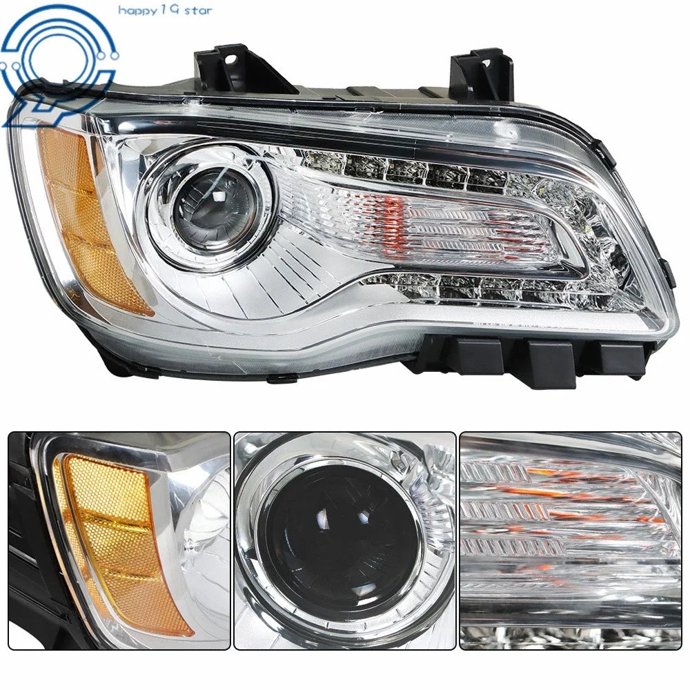 Halogen Right Headlight Assembly for Chrysler 300 (2011–2014) Clear Chrome