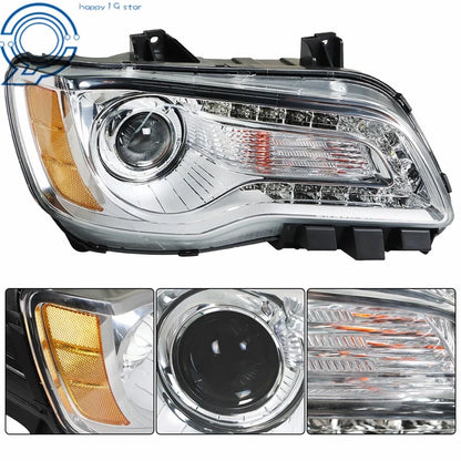 Halogen Right Headlight Assembly for Chrysler 300 (2011–2014) Clear Chrome