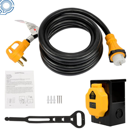 Generator Cord 15FT & Power Inlet Box NEMA 14-50P/SS2-50R 50 Amp