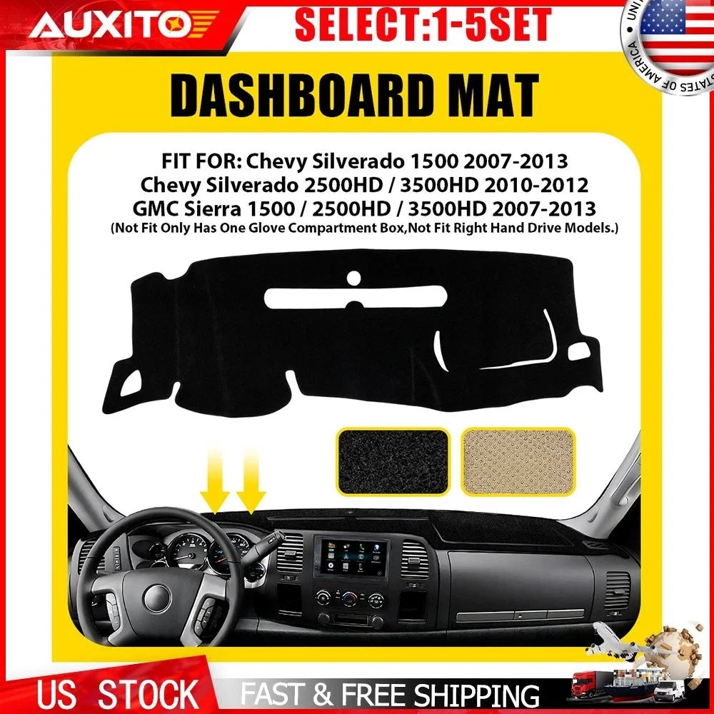 Mat Cover for Dashboard - Black for 2007-2013 Chevy Silverado/GMC Sierra