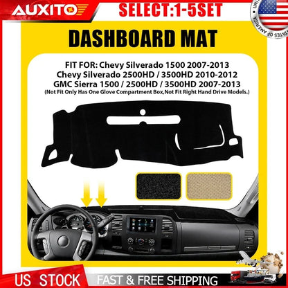 Mat Cover for Dashboard - Black for 2007-2013 Chevy Silverado/GMC Sierra
