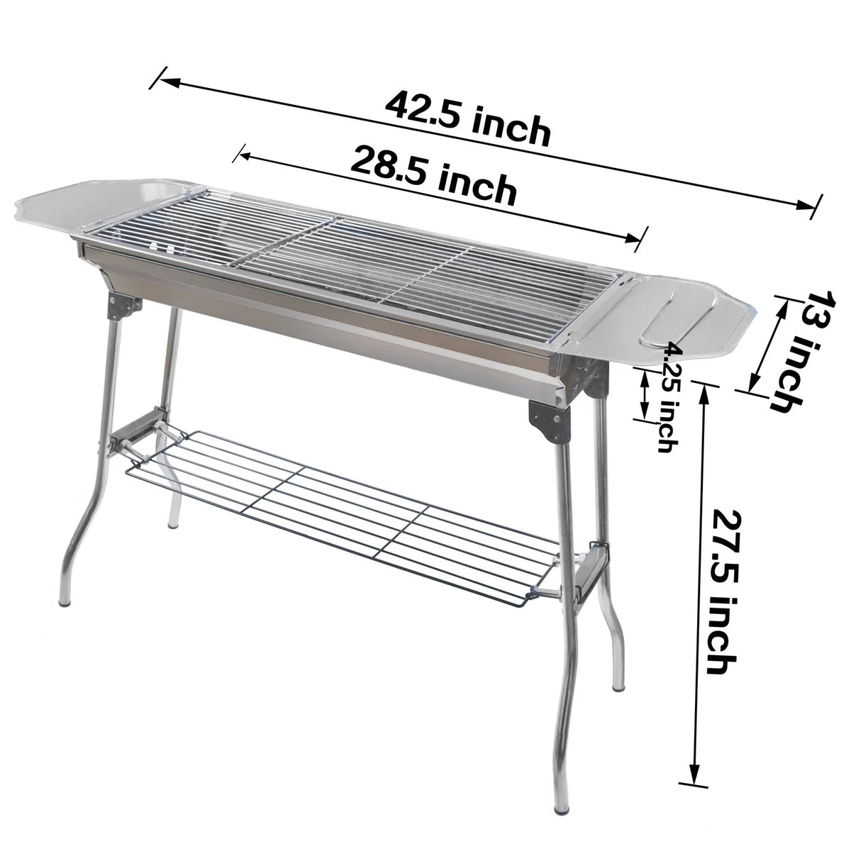 Portable Folding BBQ Grill for Camping & Picnic - Stainless Steel (LAR)