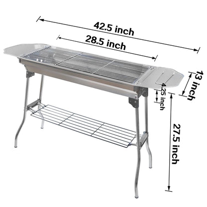 Portable Folding BBQ Grill for Camping & Picnic - Stainless Steel (LAR)