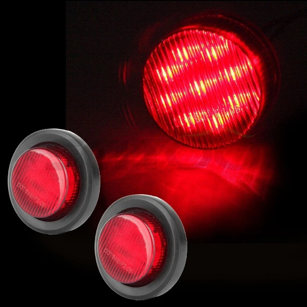 2X 2" Red 9LED Round Side Marker Tail Lights for Freightliner Peterbilt