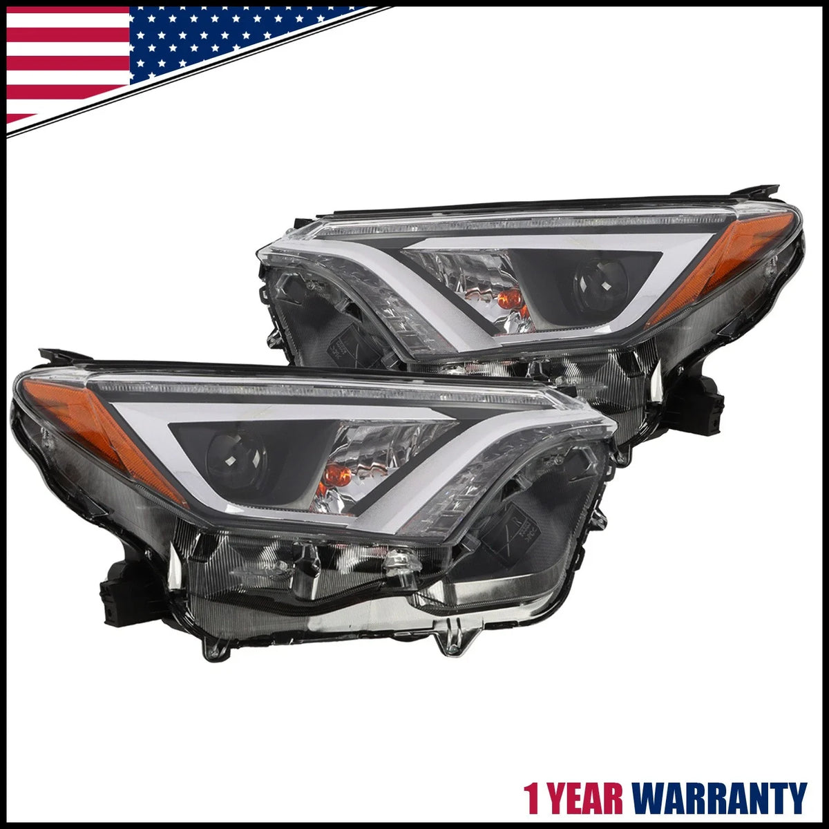 Chrome LED Headlight Set for Toyota RAV4 (2016-2018)
