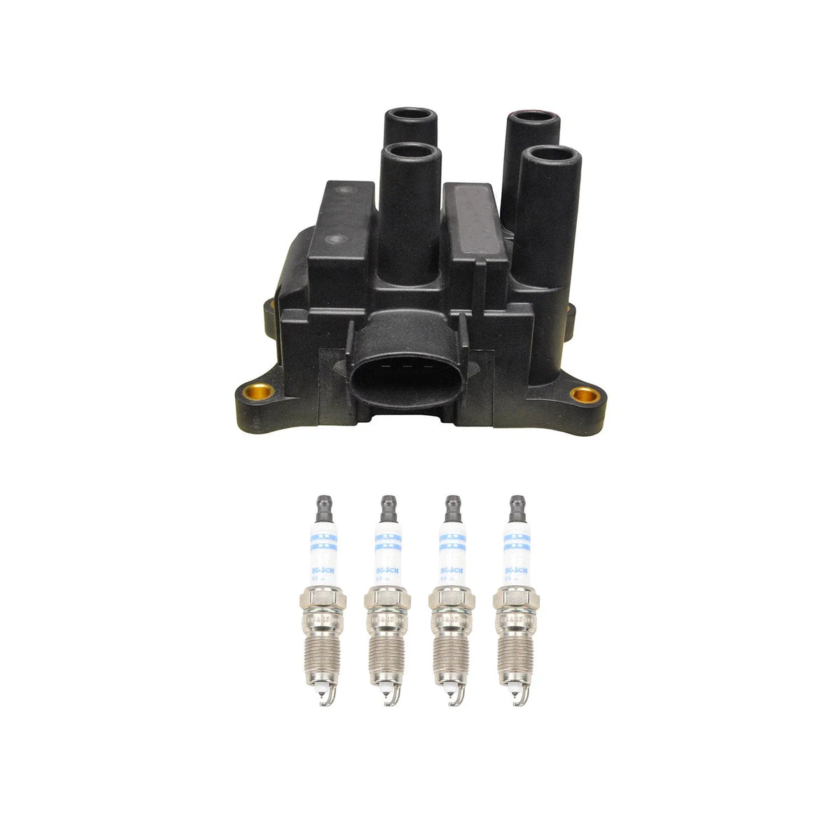 Denso Ignition Coil & Bosch Double Iridium Spark Plug Kit for Ford Focus (2000–2011)