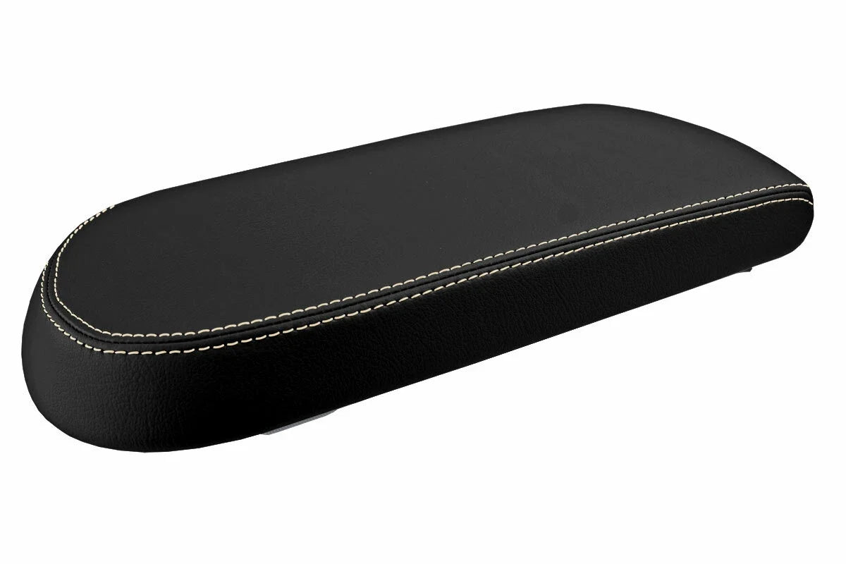 Leather Console Lid Pull Over Cover for Ford Taurus (2008–2009) Beige Stitch