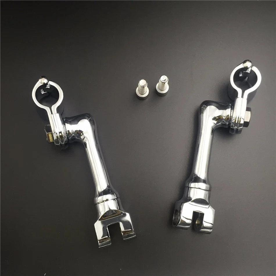 Universal Motorcycle Chrome Footpeg Mounting Kit 1.5" Adjustable