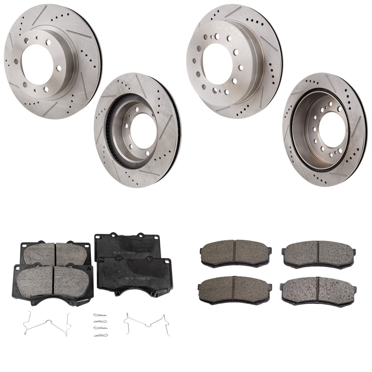Brake Disc & Pad Set - Slotted & Cross-drilled for Toyota 4Runner 2003-2009