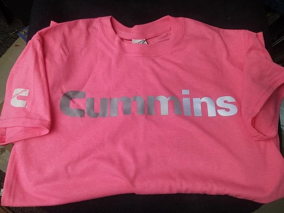 Medium Cummins Diesel T-Shirt Short Sleeve Reflective Pink