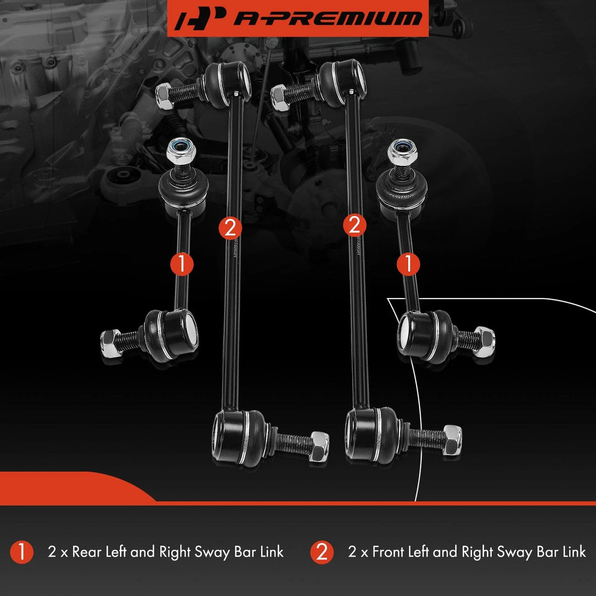 4-Piece Sway Bar Link Set with Ball Joint for Kia Stinger (2018-2023)