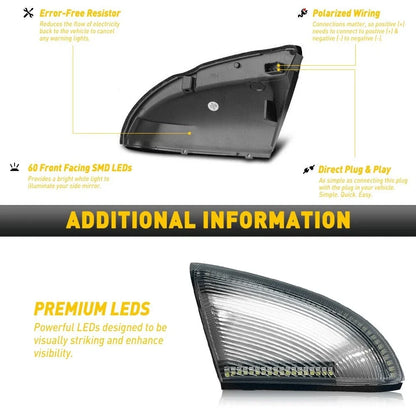 Clear LED Side Mirror Turn Signal Light Set for Dodge Ram 1500/2500 09-18