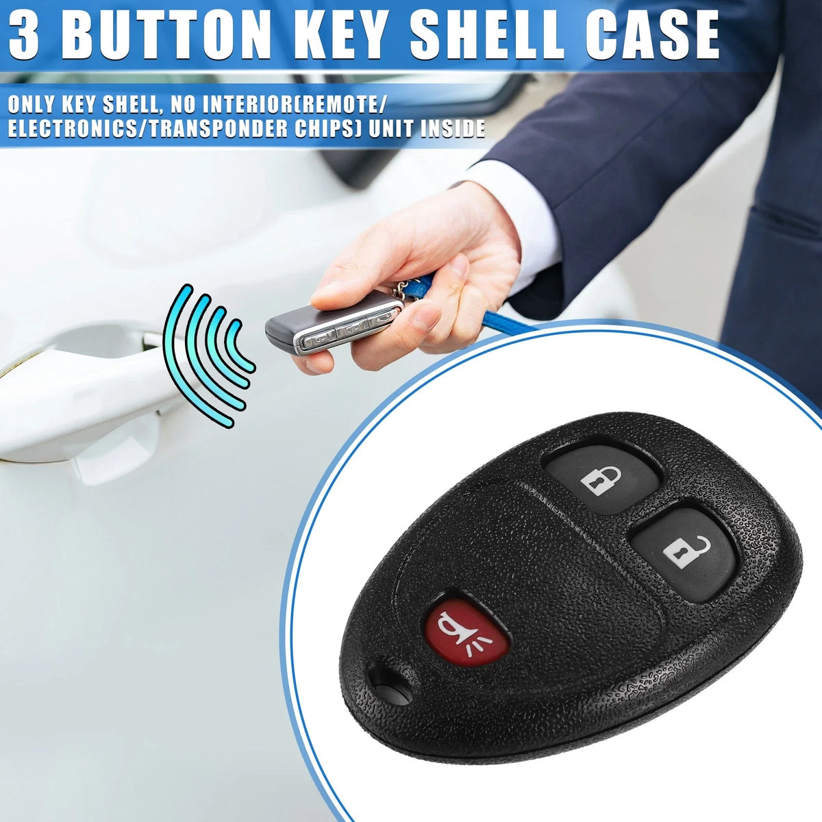 3 Button Keyless Entry Remote Key Cover for Buick Enclave (No Chip)