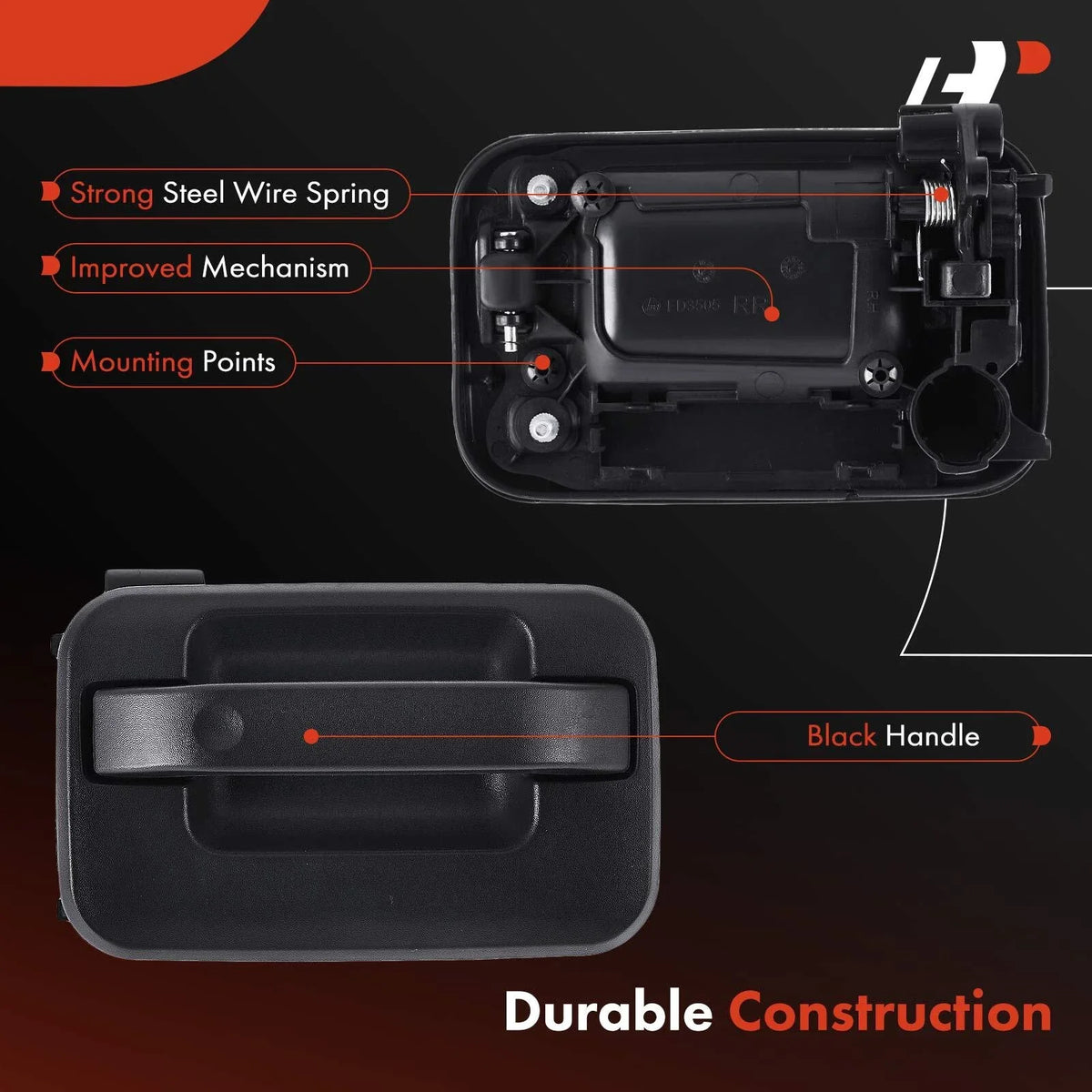Rear Right Door Handle - Texture Black Finish for Ford F-150 2009-2014