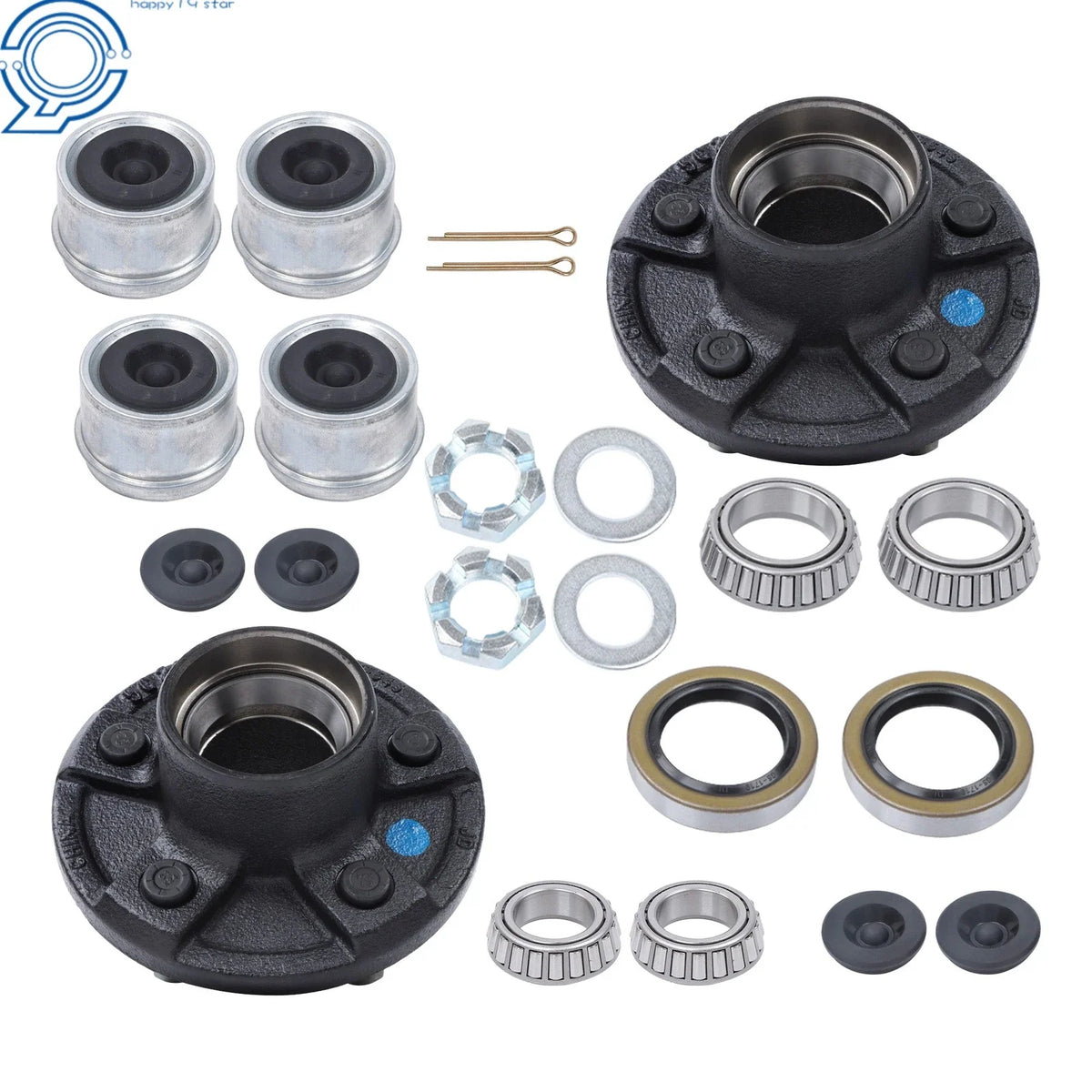 Set of 2 Trailer Axle Kits for 3500lb Trailers (5 Bolt, 4.5")
