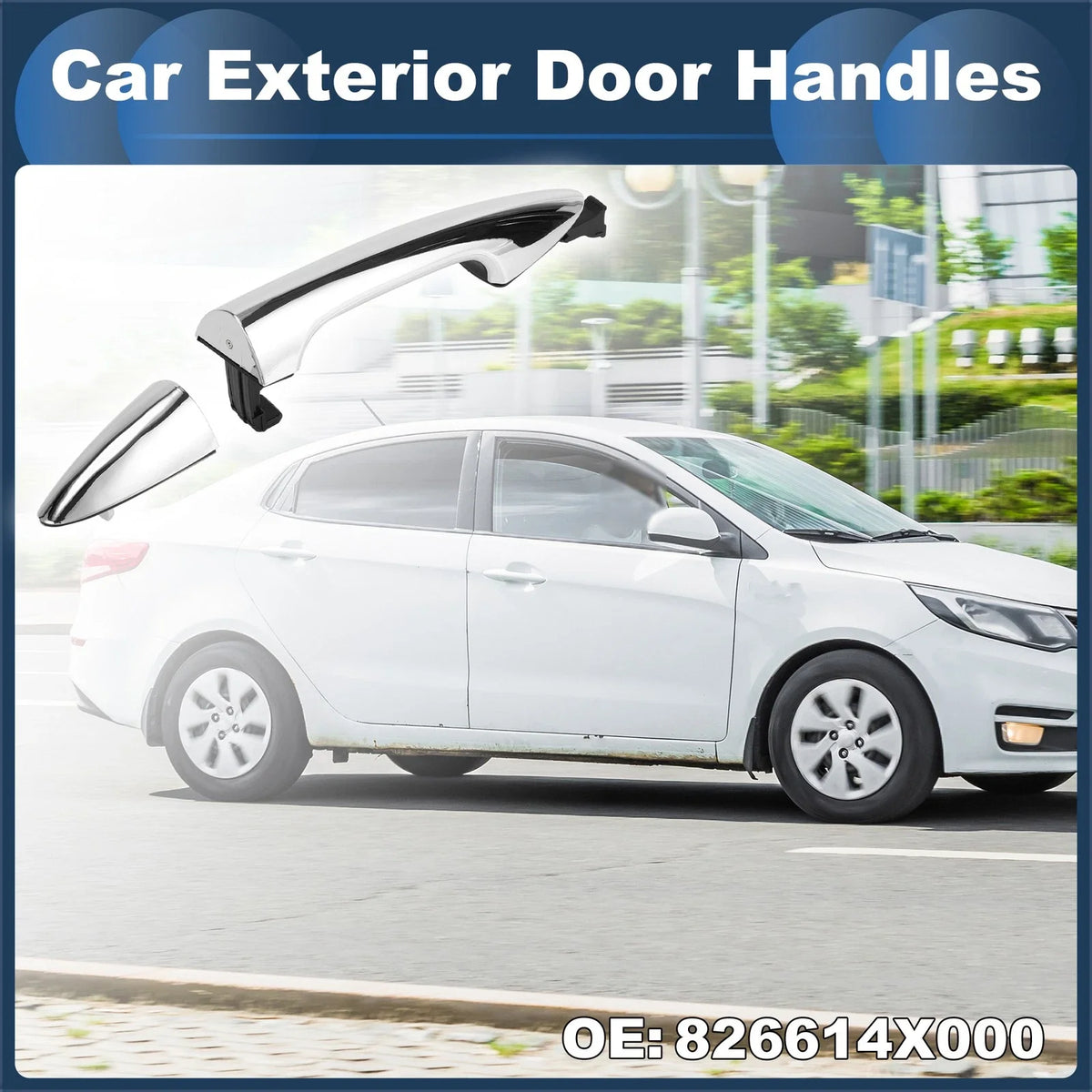 Front Right Exterior Door Handle for Kia Rio (2011) - Silver Tone