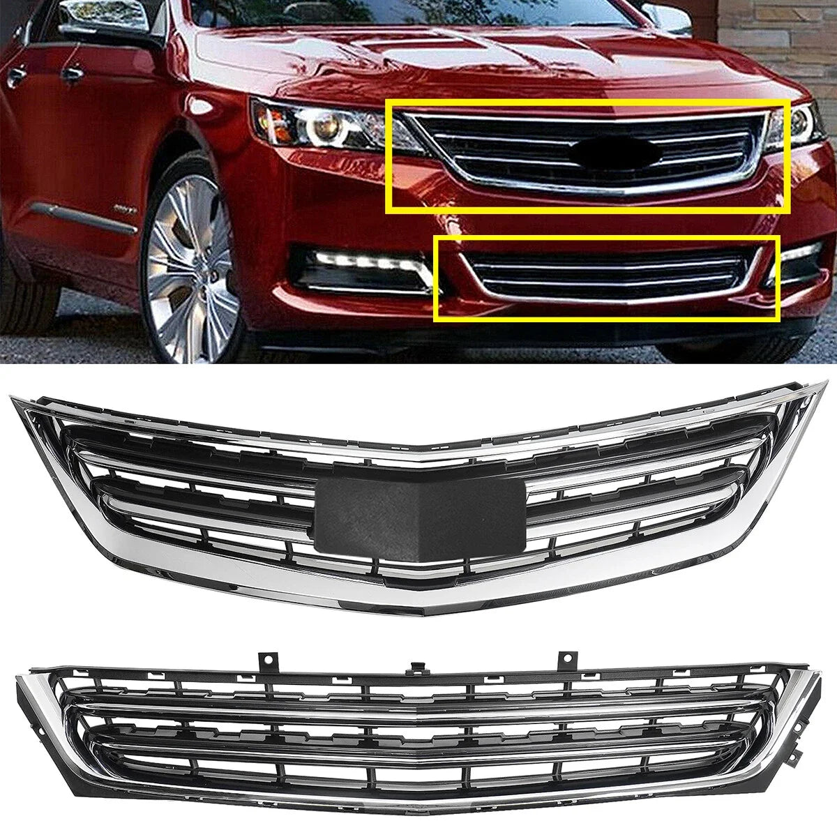 Front Bumper Grille Set for Chevrolet Impala (2014–2020) Chrome Trim