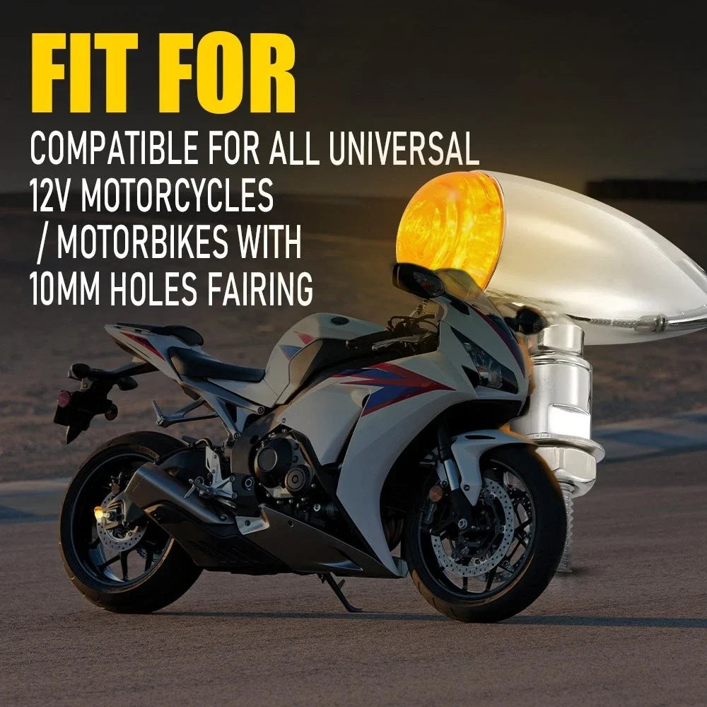 2X Turn Signal Light for Motorcycle (Chrome, Amber)