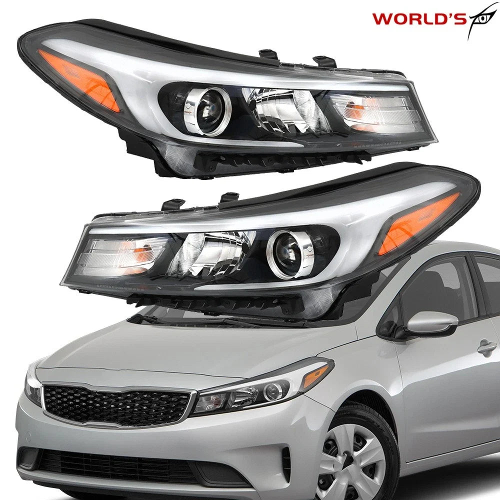 Headlight Halogen for Kia Forte Sedan (2017–2018) with Bulbs
